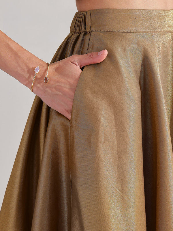 Tissue Solid A-Line Skirt - Gold