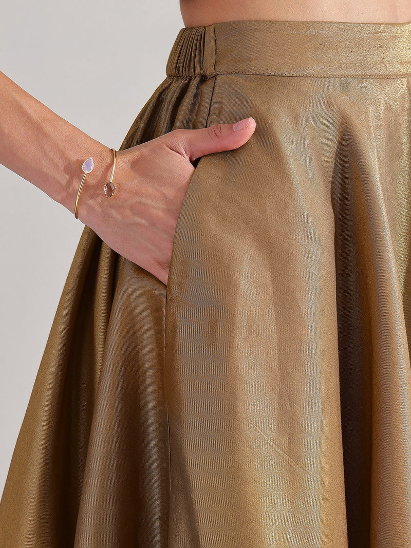 Tissue Solid A-Line Skirt - Gold
