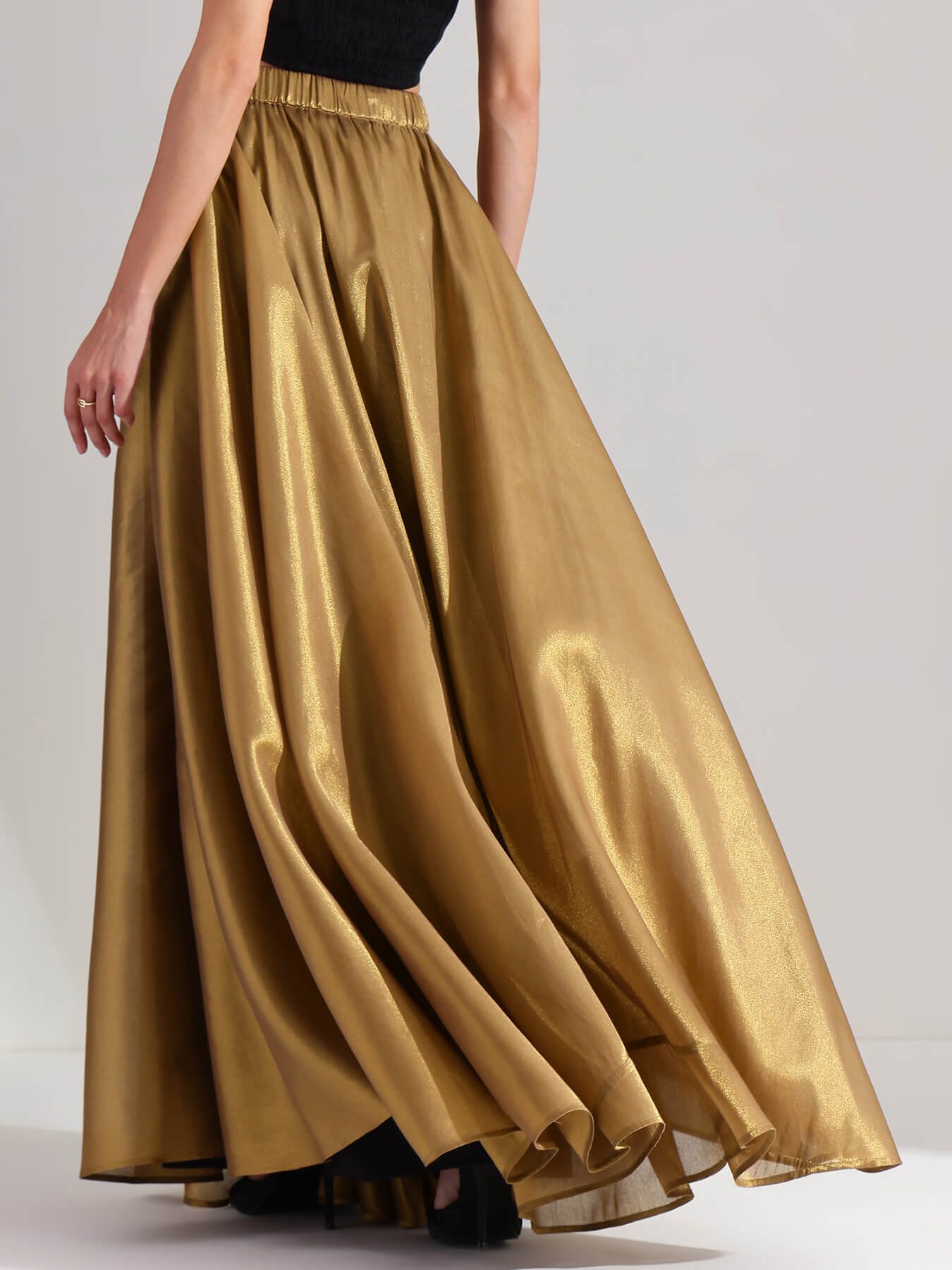 Tissue Solid A-Line Skirt - Gold
