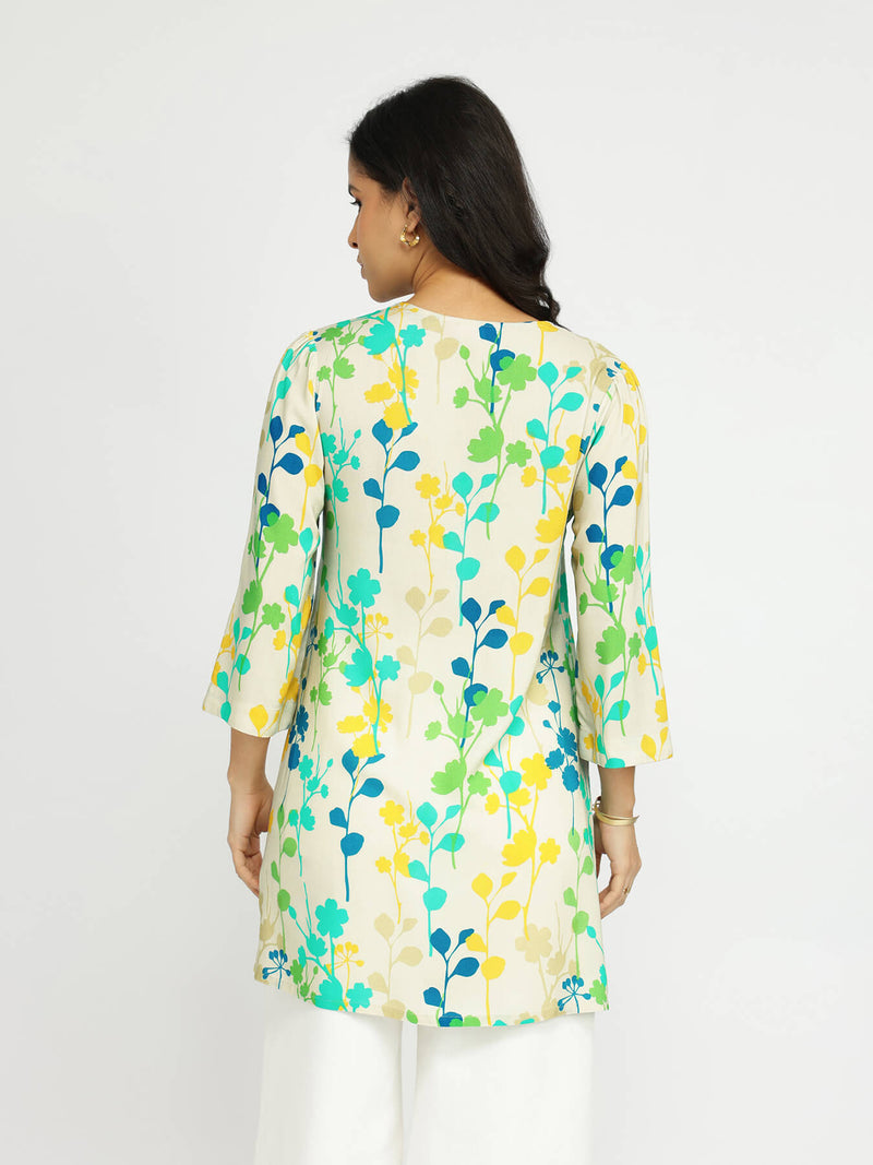 Rayon Floral A-Line Tunic - Multicolour
