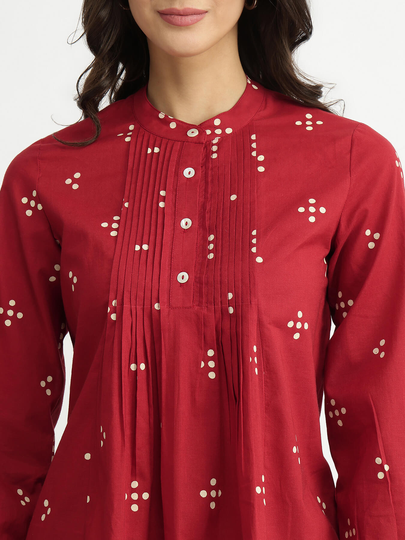 Cotton Tribal Print Top - Red