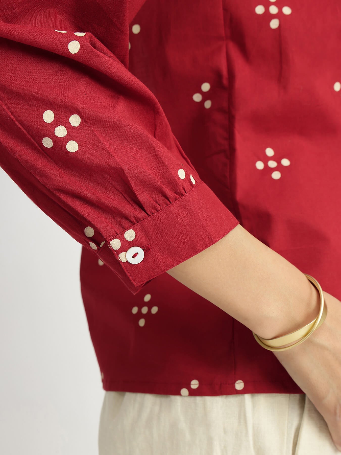 Cotton Tribal Print Top - Red