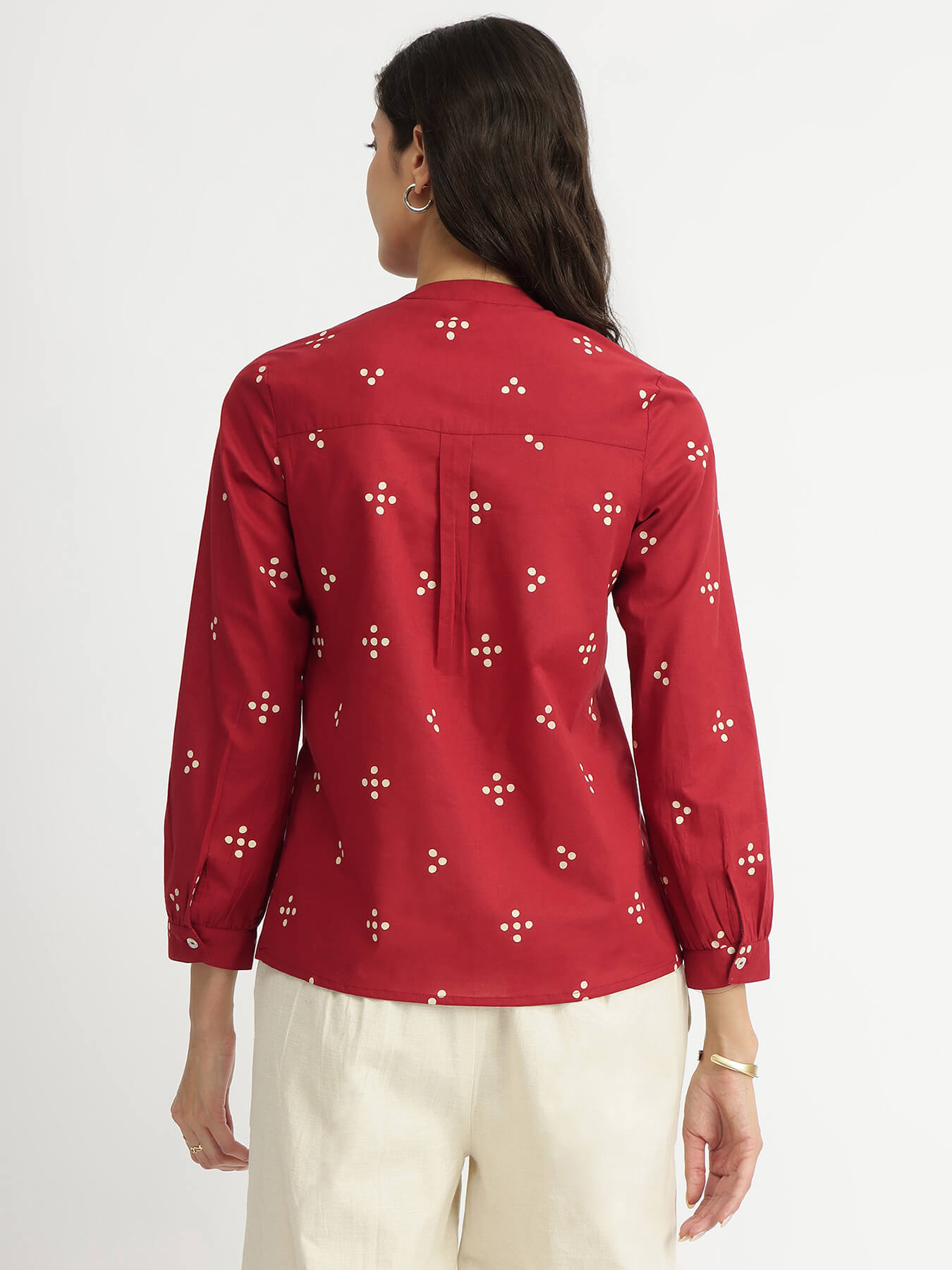 Cotton Tribal Print Top - Red