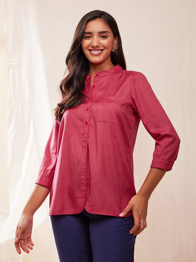 Solid Relaxed Shirt - Pink
