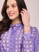 Polka Print Front Open Top - Lilac