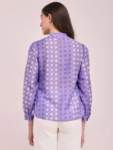Polka Print Front Open Top - Lilac
