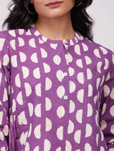 Cotton Dabu Geometric Print Top - Purple