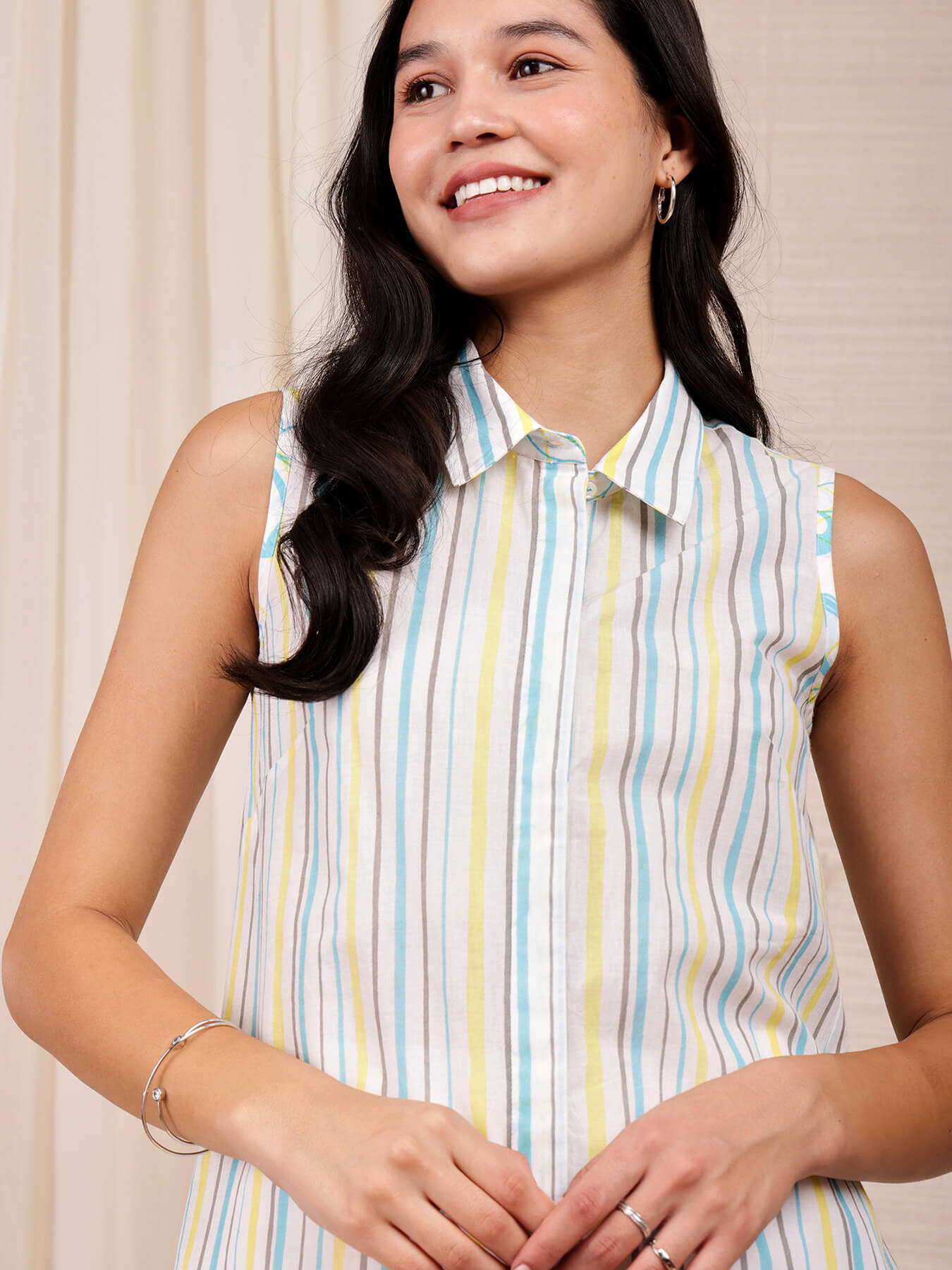 Cotton Stripe Play Shirt - Blue