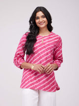 Cotton Shibori Striped Top - Pink