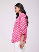 Cotton Shibori Striped Top - Pink