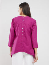 Cotton Solid Asymmetrical Top - Pink