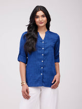 Rayon Solid Woven Top - Navy Blue