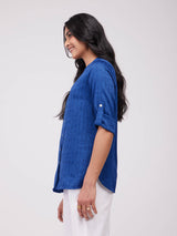 Rayon Solid Woven Top - Navy Blue