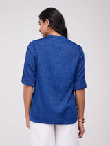 Rayon Solid Woven Top - Navy Blue