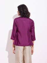 Silk Blend Solid A Line Top - Purple