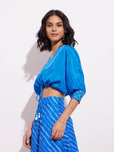 Viscose Embroidered Blouse - Blue