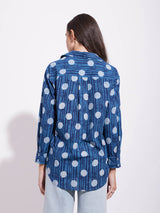 Cotton Dabu Polka Play Shirt - Indigo