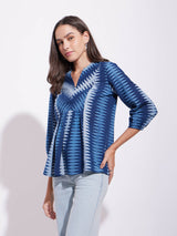 Cotton Dabu Geometric Play Top - Indigo