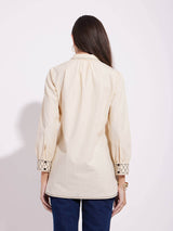 Cotton Solid Tie-Up Top - Cream