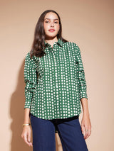 Cotton Polka Shirt - Green