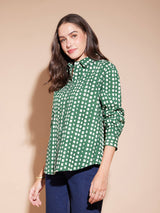 Cotton Polka Shirt - Green