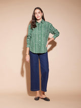 Cotton Polka Shirt - Green