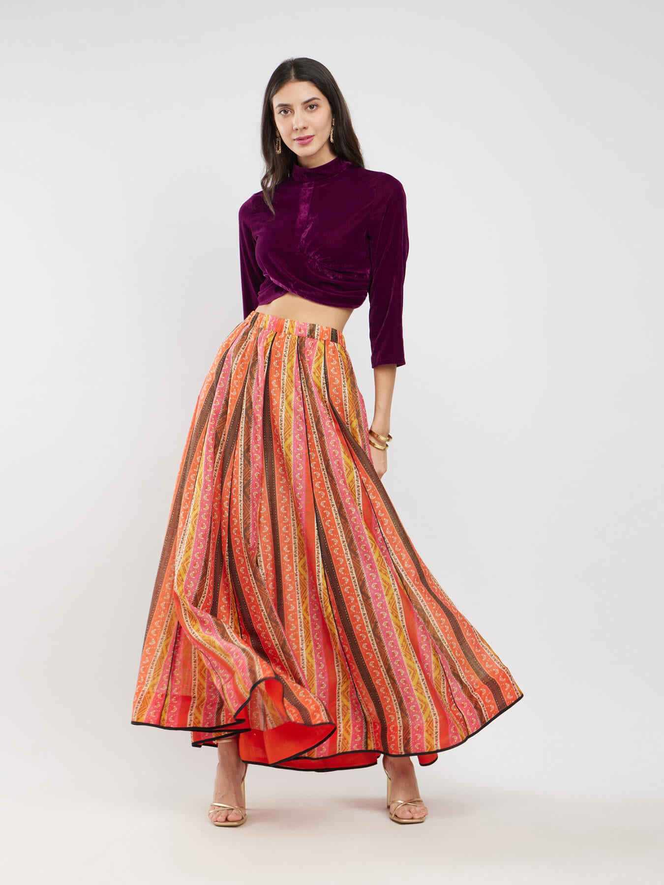 Velvet Solid Blouse - Burgundy
