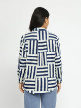 Cotton Dabu Geometric Print Shirt - Indigo