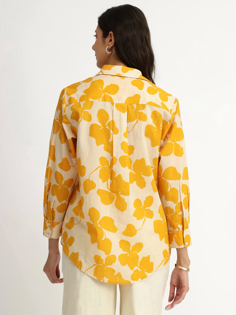 Cotton Floral Shirt - Yellow