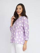 Rayon Polka Relaxed Top - Lavender