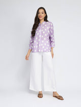 Rayon Polka Relaxed Top - Lavender