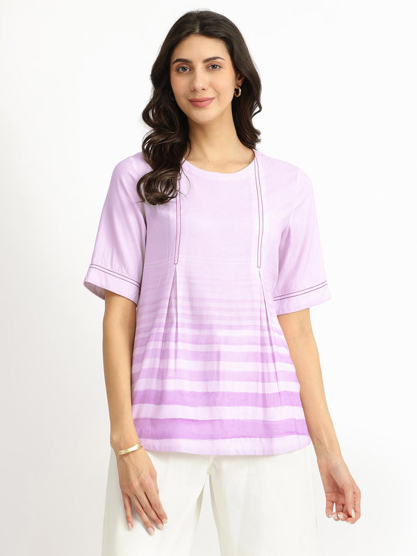 Rayon Striped Top - Lavender