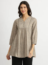 Cotton Solid A-Line Top - Grey