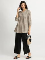 Cotton Solid A-Line Top - Grey