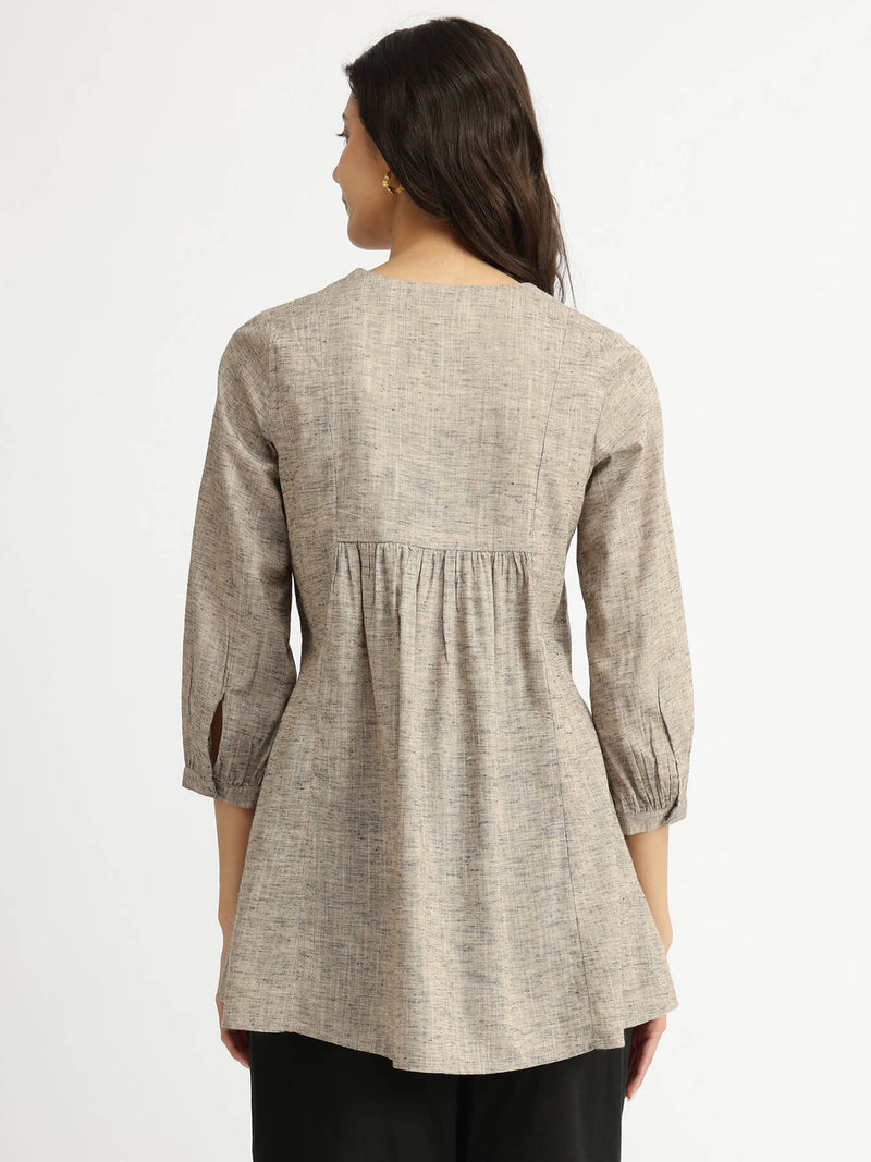 Cotton Solid A-Line Top - Grey