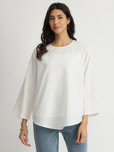 Self-Textured Cotton Solid Top - White