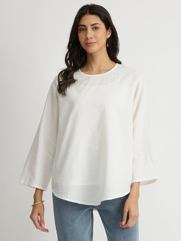 Self-Textured Cotton Solid Top - White