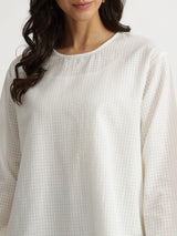 Self-Textured Cotton Solid Top - White