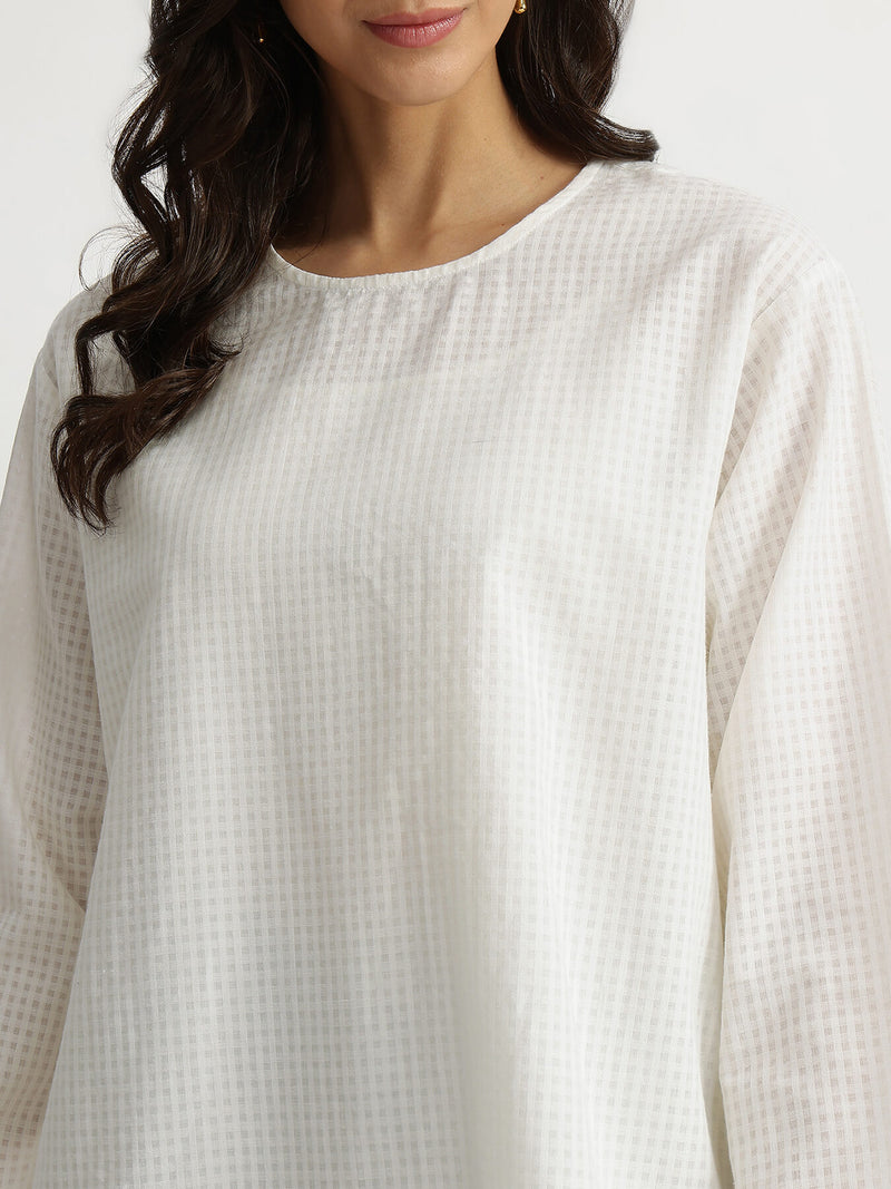 Self-Textured Cotton Solid Top - White