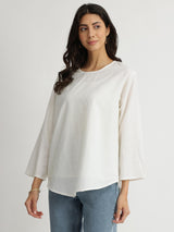 Self-Textured Cotton Solid Top - White