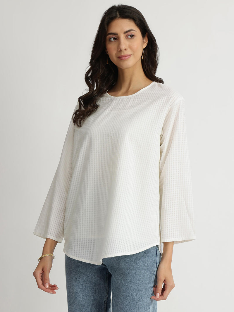 Self-Textured Cotton Solid Top - White