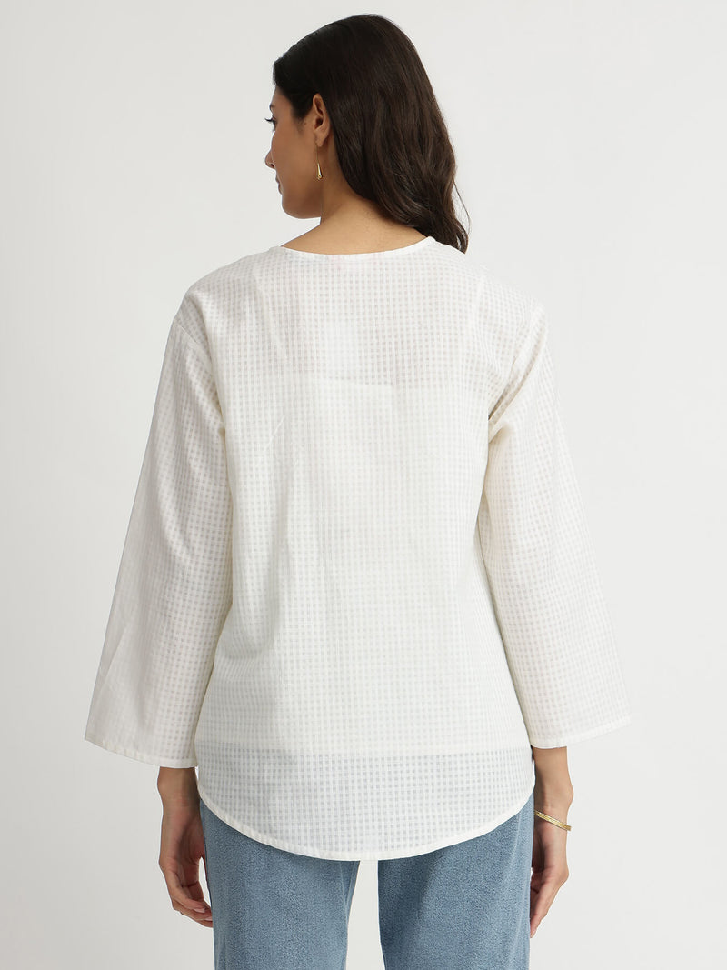 Self-Textured Cotton Solid Top - White