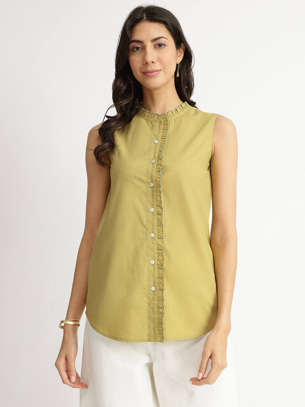 Air Loom Cotton Poplin Solid Shirt - Green