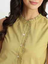 Air Loom Cotton Poplin Solid Shirt - Green