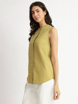 Air Loom Cotton Poplin Solid Shirt - Green