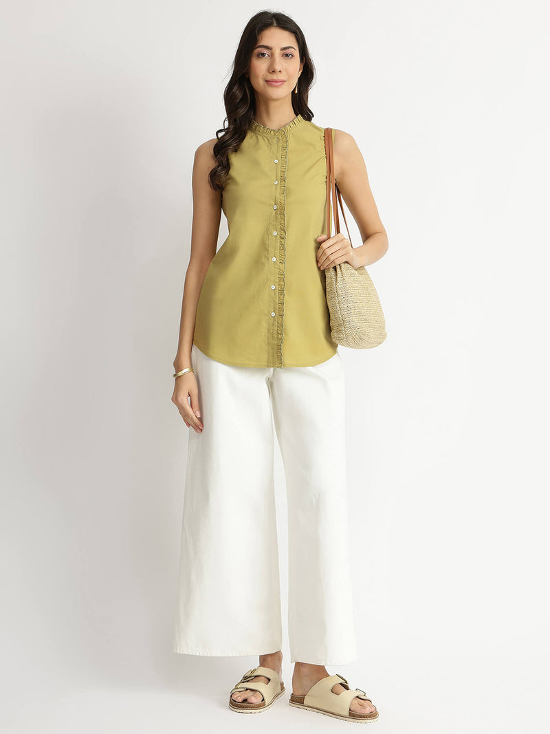 Air Loom Cotton Poplin Solid Shirt - Green