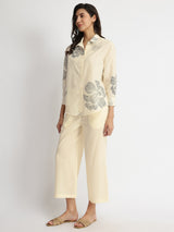 Cotton Bandhani Floral Shirt - White