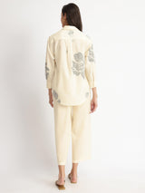Cotton Bandhani Floral Shirt - White