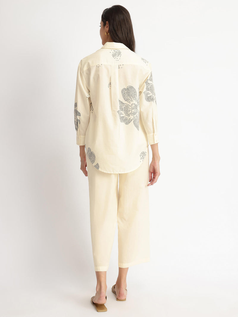 Cotton Bandhani Floral Shirt - White
