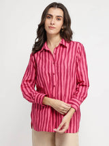 Cotton Striped Shirt - Pink